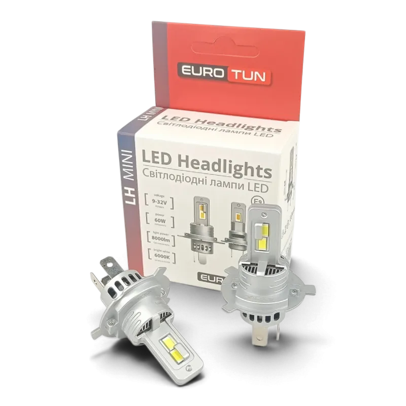 LED-лампа H4 EuroTun LH 60W 8000Lm 6500K LED-лампа H4 EuroTun LH 60W 8000Lm 6500K