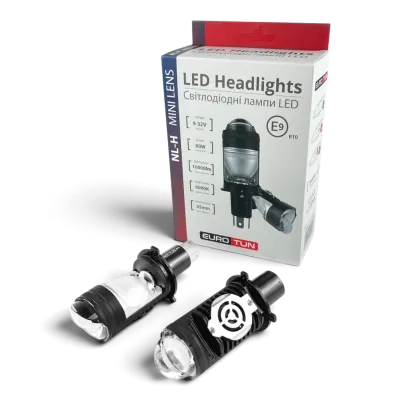 LED-лампа H4 з лінзою EuroTun NL-H 60W 10000Lm 6000K CANbus