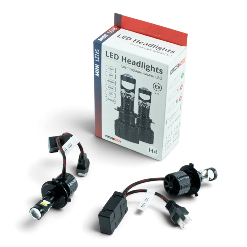 LED-лампа H4 з лінзою EuroTun NL19 60W 10000Lm 6000K CANbus