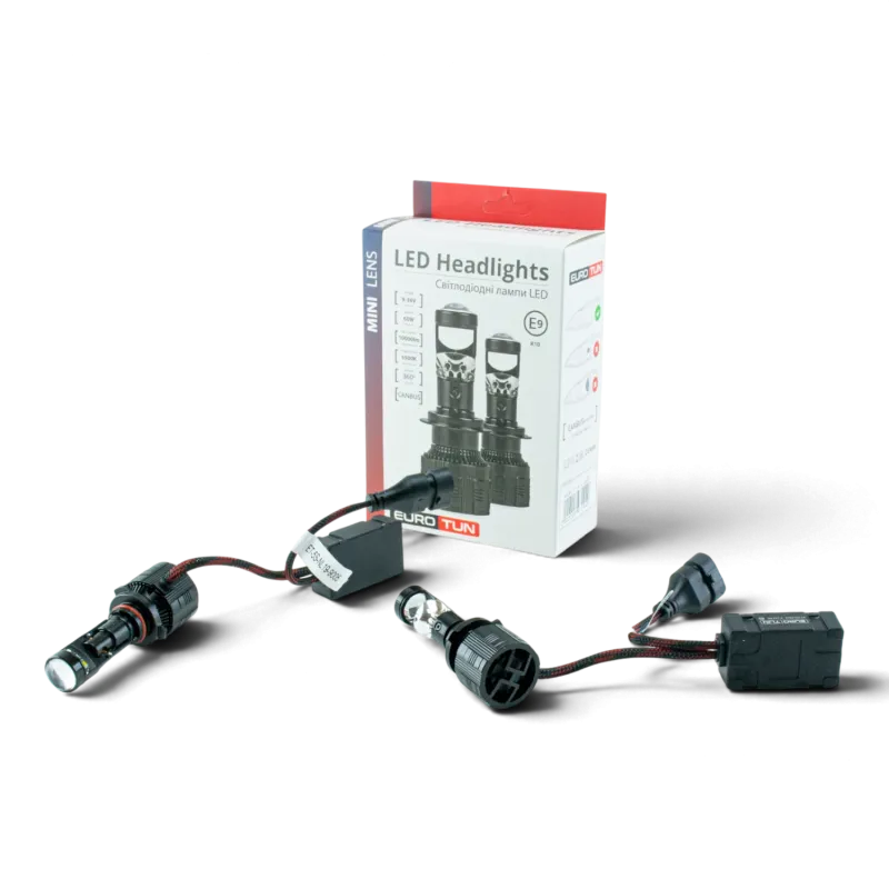 LED-лампа HB3 з лінзою EuroTun NL19 60W 10000Lm 6000K CANbus