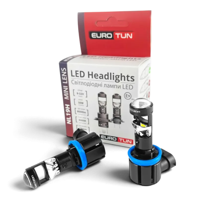 LED-лампа H8/H9/H11/H16 з лінзою EuroTun NL19H 50W 8000Lm 6000K CANbus
