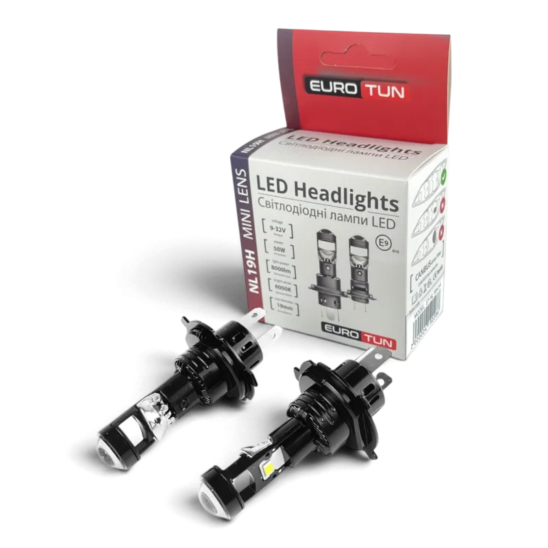 LED-лампа H4 з лінзою EuroTun NL-19H 50W 8000Lm 6000K