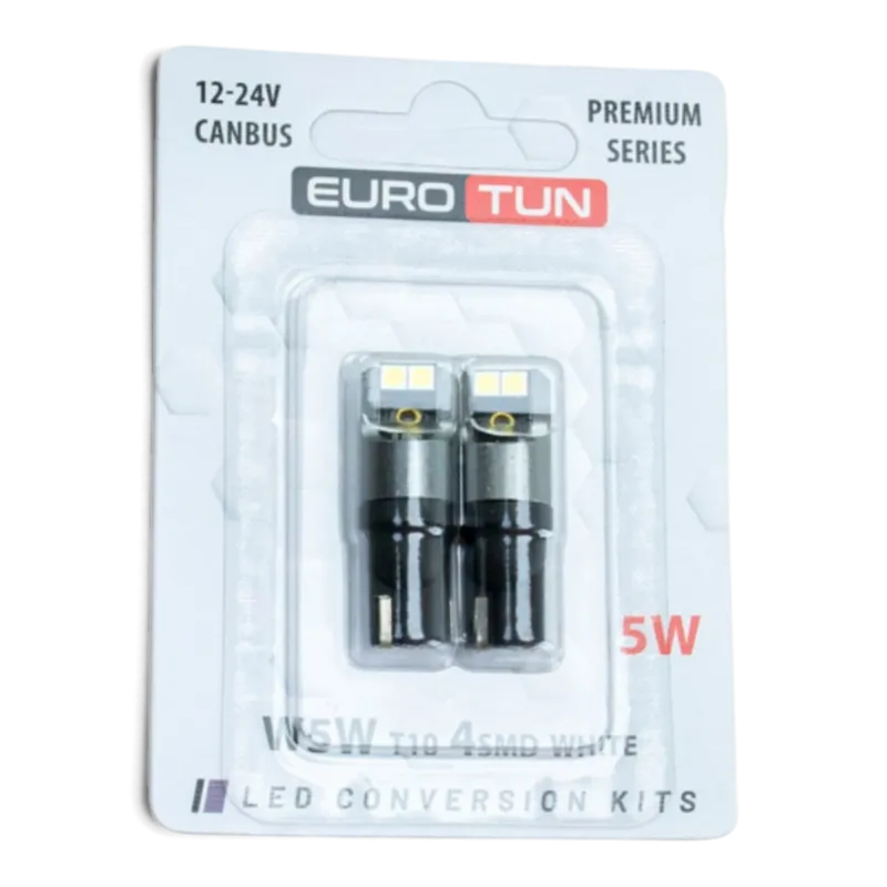 LED-лампа T10 (W5W) EuroTun 4 SMD 3030 5W 500Lm 5700K CANbus
