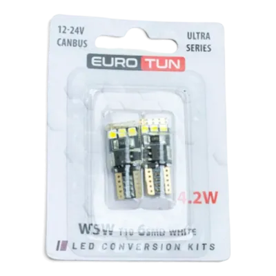 LED-лампа T10 (W5W) EuroTun 6 SMD 3030 4,2W 420Lm 5700K CANbus LED-лампа T10 (W5W) EuroTun 6 SMD 3030 4,2W 420Lm 5700K CANbus