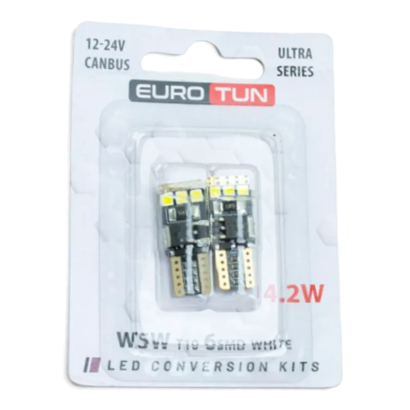 LED-лампа T10 (W5W) EuroTun 6 SMD 3030 4,2W 420Lm 5700K CANbus