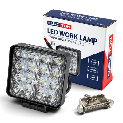 Додаткова LED-фара EuroTun квадратна FLOOD 110×110×35 мм 48W