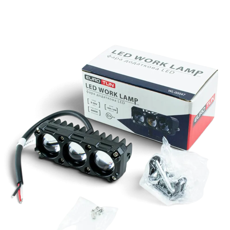 Додаткова LED-фара EuroTun прямокутна FLOOD 95×35×40 мм 18W+18W