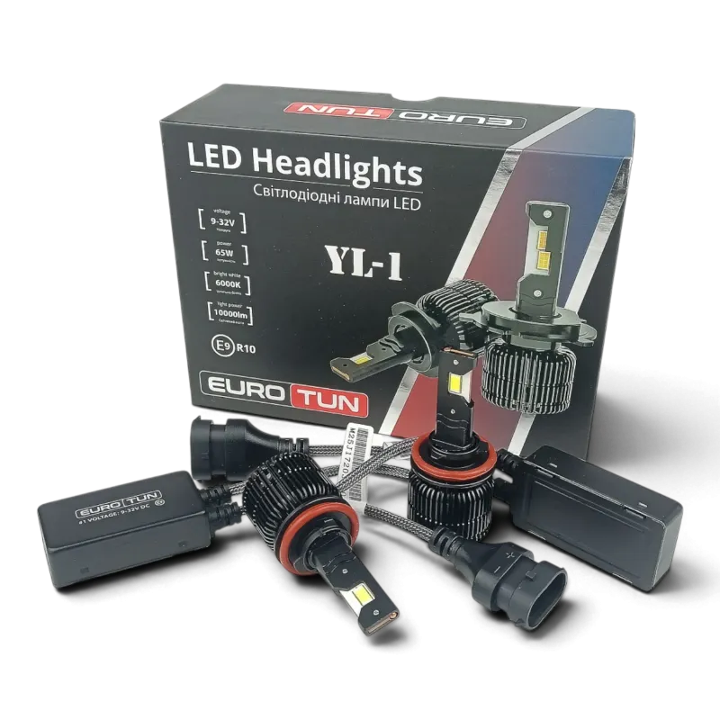 LED-лампа H8/H9/H11/H16 EuroTun YL-1 65W 10000Lm 6000K CANbus